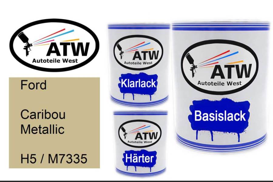 Ford, Caribou Metallic, H5 / M7335: 1L Lackdose + 1L Klarlack + 500ml Härter - Set, von ATW Autoteile West.